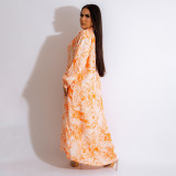 EVE Floral Lapel Loose Long Dress HNIF-3010