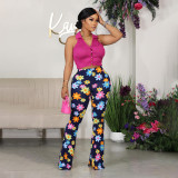 EVE Crushed Flower Casual Flare Pant HNIF-3015