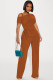 EVE Off Shoulder Short Sleeve Pleated Drawstring Top Pants Set ME-8489