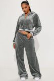 EVE Fashion Rib Splicing Hoodies Two Piece Pants Set YD-8798