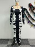 EVE Print Long Sleeve Split Bodycon Dress NY-3136