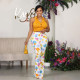 EVE Crushed Flower Casual Flare Pant HNIF-3015