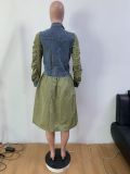EVE Casual Denim Patchwork Midi Dress BS-1361