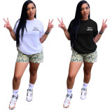 EVE Casual Fashion Printed T-shirts Shorts Two Piece Set LSL-0019