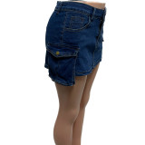 EVE Fashion Multi-pocket Slim Denim Skirt QXTF-82051