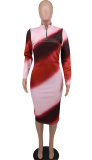 EVE Fashion Print Long Sleeve Midi Dress XHXF-392