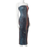 EVE Sexy Tube Tops Printed Slim Midi Dress GDSF-M23DS220
