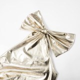 EVE Sexy Bow One Shoulder Metallic Bodycon Dress GDSF-R23DS179