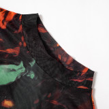 EVE Tie-Dye Printed Long Sleeve Skinny Erotic Bodysuit GDSF-M23BS514