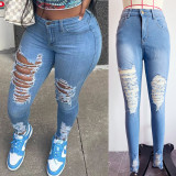 EVE Casual Denim Slim Holes Jeans GXJF-Amy54-23010xt1688