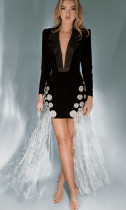 EVE Fashion Tassel Long Sleeve Bandage Dress GRNH-28561