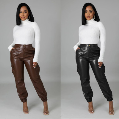 EVE Fashion Loose PU Leather Pant GRNH-RNH28231