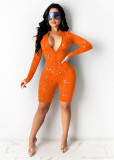 EVE Solid Color Hollow Out Zipper Romper ME-779