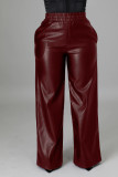 EVE Black PU Leather Pocket Wide Leg Pants BGN-211