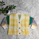 EVE Knitted Cardigan Clashing Color Loose Sweater CY-0050