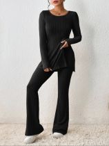 EVE Casual Solid Color Long Sleeve Two Piece Pants Set QY-55777