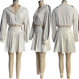 EVE Sport Loose Long Sleeve Two Piece Skirt Set MXDF-6136