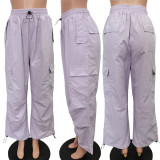 EVE Solid Color Multi-Pocket Loose Pants BGN-0018