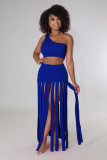 EVE Slash Sleeveless Tops And Tassel Skirt 2 Piece Set LA-3319