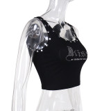 EVE Fashion Letter Hot Drill Tank Top FL-24020
