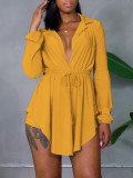 EVE Solid Color Tie Up Cardigan Two Piece Shorts Set ANDF-0406