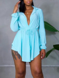 EVE Solid Color Tie Up Cardigan Two Piece Shorts Set ANDF-0406