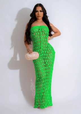 EVE Knitted One-Shoulder Hollow Out Sequin Beach Dress TR-1293