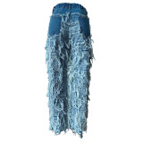 EVE Fashion Raw-edge Tassel Jeans MEM-88548