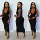 EVE Fashion V-neck Solid Color Maxi Dress YD-8804