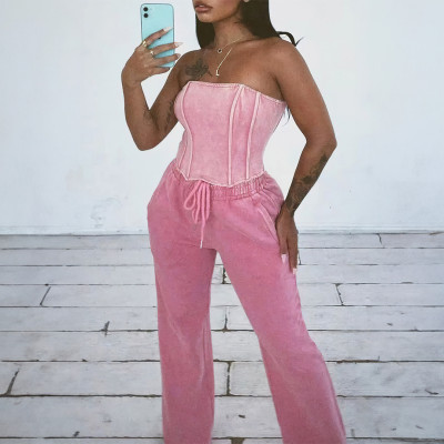 EVE Sexy Wrap Chest Drawstring Wide Leg Jumpsuit GYZY-8883