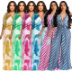 EVE Fashion V-neck Press Pleated Print Jumpsuit YF-10705