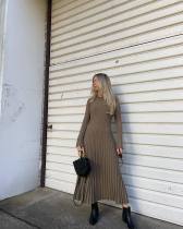 EVE Casual Solid Knits Long Sleeve Maxi Dress GFQS-5513