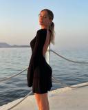 EVE Flared Sleeve Backless Knit Slim Dress GFQS-1374