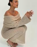 EVE Sexy One Shoulder Long Sleeve Knits Maxi Dress GFQS-1555