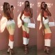 EVE Striped Color Block Backless Knits Bandage Dress GFQS-0408