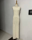 EVE Hollow Out Mesh Knit Split Maxi Dress GFQS-1205