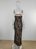 EVE Sleeveless Backless Lace Sling Maxi Dress MUE-8052