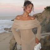 EVE Sexy One Shoulder Long Sleeve Knits Maxi Dress GFQS-1555