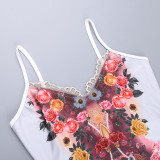 EVE Printed Lace Laceed Camisole Midi Dress FL-24006