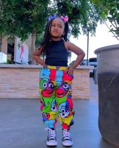 EVE Kids Girl's Fashion Cartoon Graffiti Sleeveless Pants Set GYAY-M8088 