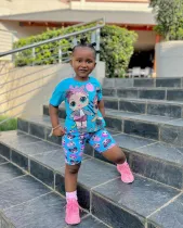 EVE Kids Girl's Cartoon Printed Short Sleeve Casual SuitGYAY-M8054 