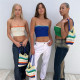 EVE Contrast Color Patchwork Wrap Chest Tops GFQS-SY220209