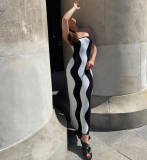 EVE Wave Stripe Tube Tops Knit Long Dress GFQS-0809
