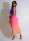 EVE Casual Gradient Color One Shoulder Long Dress WAF-77649