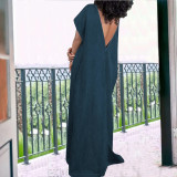 Plus Size Denim Sleeveless Backless Maxi Dress GDAM-218392