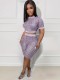 EVE Mesh Print Short Sleeve Two Piece Short Set ORY-5241-1