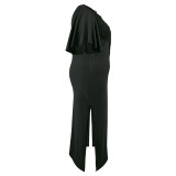 EVE Plus Size Half Sleeve Tassel Split Long Dress  GDAM-218386