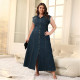 EVE Plus Size Single-breasted Cardigan Denim Maxi Dress GDAM-218381