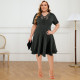 EVE Plus Size Hollow Out Patchwork Midi Dress GDAM-218387