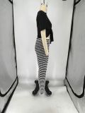 EVE Tie Up T Shirts And Stripe Pants 2 Piece Set QXLB-10052